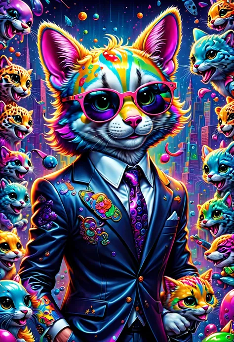 Secret Agent, by Lisa Frank, (best quality, masterpiece, Representative work, official art, Professional, Ultra intricate detailed, 8k:1.3)