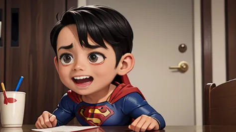 a little superman is crying