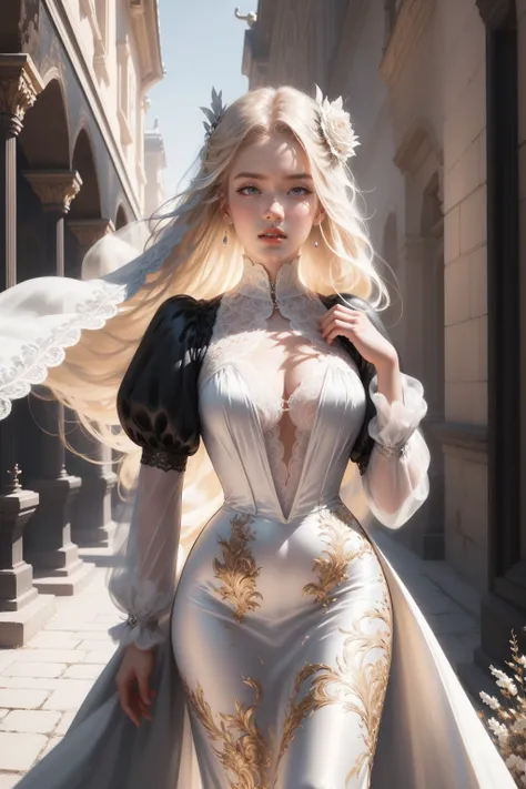 { - anatomy error}(Masterpiece - Ultra-detailed, very high resolution) Prepare to be enchanted by a true masterpiece that combines ultra-detailed art with high-resolution rendering. This work depicts a mesmerizing woman with very long blond hair (1.3) and ...