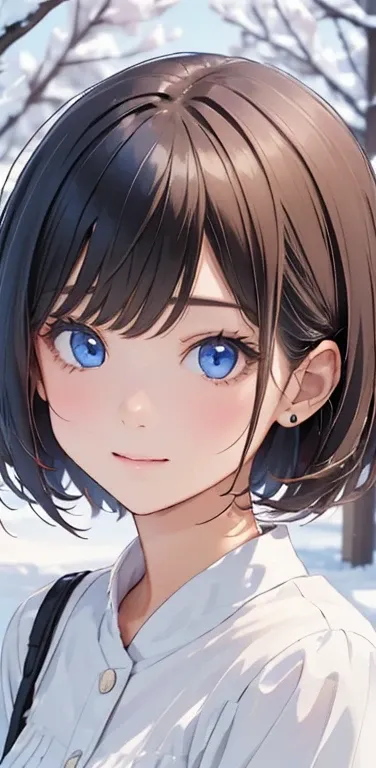 (8K、highest quality、masterpiece:1.2)、Super detailed、super resolution、Realistic、1girl、(two-color hair, white:1.5)、blue eyes、(eye focus:1.3,face focus:1.3,upper body:1.5),(gradient hair:1.5),(blouse:1.3)、(clear face:1.3),cute face,small breasts,portrait,
