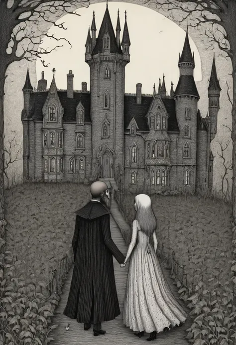 gothic aesthetic by Edward Gorey, best quality, masterpiece, Representative work, official art, Professional, Ultra intricate detailed, 8k