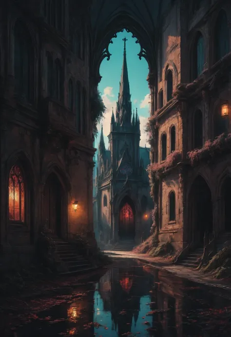 gothic aesthetic by Alena Aenami, best quality, masterpiece, Representative work, official art, Professional, Ultra intricate detailed, 8k