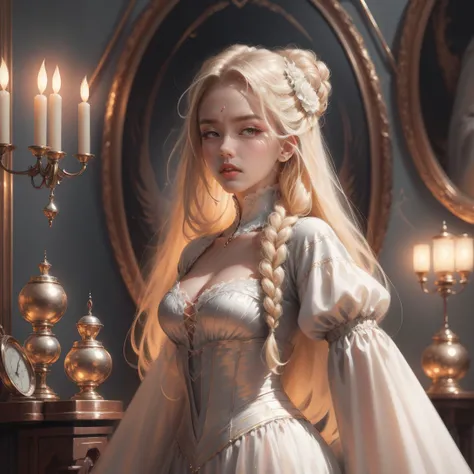 { - anatomy error}(Masterpiece - Ultra-detailed, very high resolution) Prepare to be enchanted by a true masterpiece that combines ultra-detailed art with high-resolution rendering. This work depicts a mesmerizing woman with very long blond hair (1.3) and ...