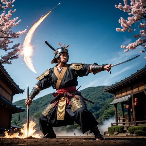 (best quality,4k,8k,highres,masterpiece:1.2),ultra-detailed,realistic,photorealistic:1.37,samurai,warrior,traditional armor,sharp katana sword,elegant movements,determined gaze,intense battle,Japanese cherry blossom,ensembled with honor and strength,vivid ...