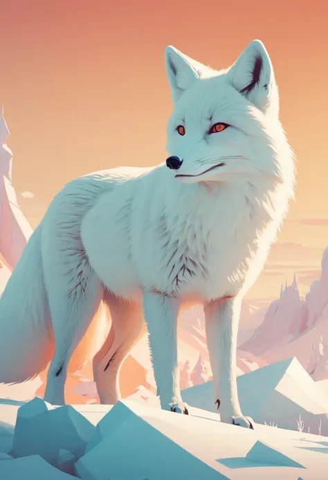 white fox by James Gilleard, arctic, best quality, masterpiece, Representative work, official art, Professional, Ultra intricate detailed, 8k