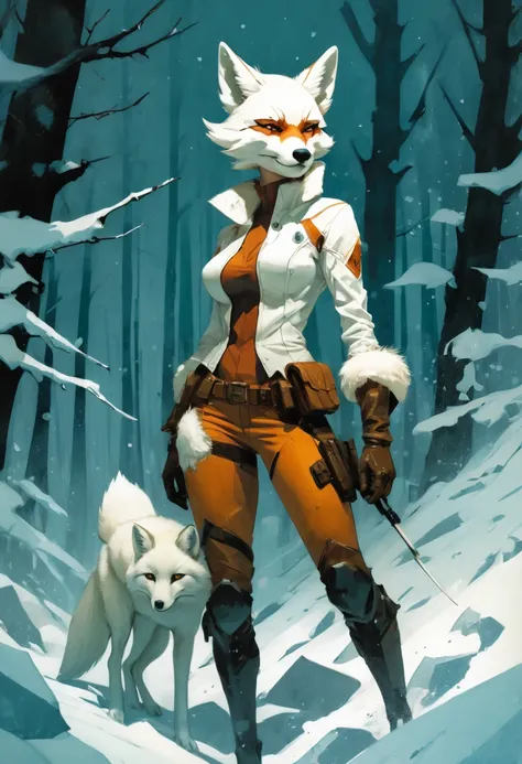 white fox by Greg Tocchini, arctic, best quality, masterpiece, Representative work, official art, Professional, Ultra intricate detailed, 8k