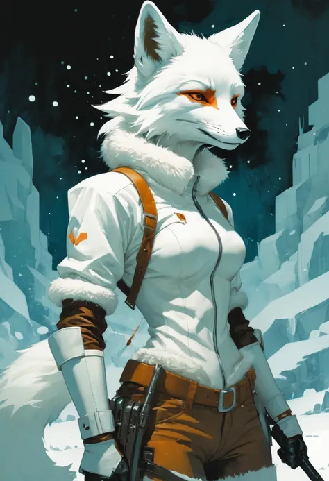 white fox by Greg Tocchini, arctic, best quality, masterpiece, Representative work, official art, Professional, Ultra intricate detailed, 8k