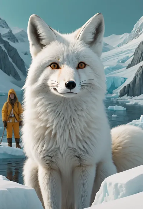 white fox by Wes Anderson, arctic, best quality, masterpiece, Representative work, official art, Professional, Ultra intricate detailed, 8k