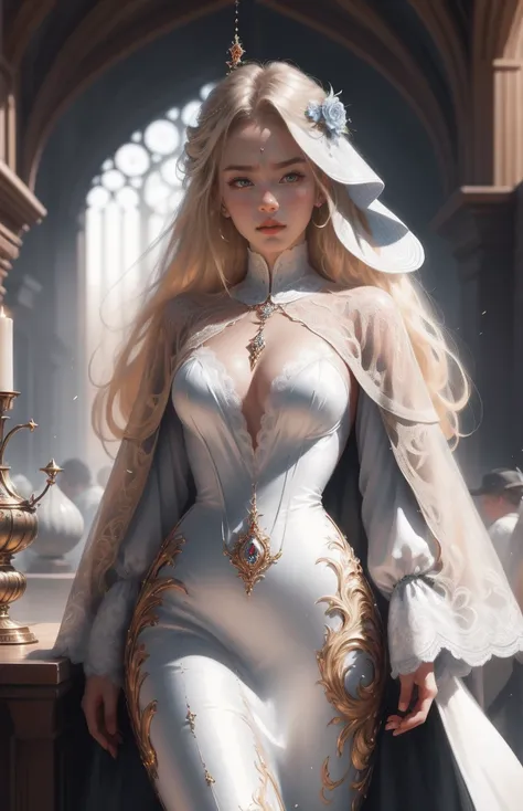 { - anatomy error}(Masterpiece - Ultra-detailed, very high resolution) Prepare to be enchanted by a true masterpiece that combines ultra-detailed art with high-resolution rendering. This work depicts a mesmerizing woman with very long blond hair (1.3) and ...