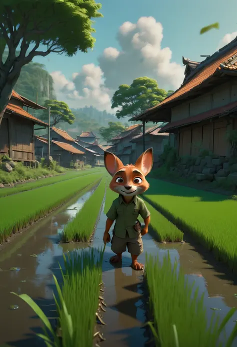 rice paddy, by Zootopia, (best quality, masterpiece, Representative work, official art, Professional, Ultra intricate detailed, 8k:1.3)