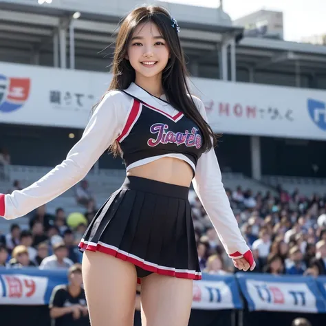 Best Quality, master piece, Ultra high resolution, (Photorealsitic:1.4), Raw photo, extremely detailed, 32K portrait, upperbody, looking at viewer, (1girl, 16-years-old, Japanese number one idol and the most popular cheerleader, at school festivals stage, ...