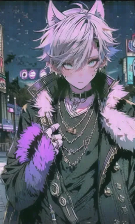 solo, 1boy,「white hair,cerulean blue」long hair、 {{nighthawk mask}},  There&#39;s a man wearing a costume, fox tail farson!!!!, furry farson, furry characters, furry anime, female Farson, furry paws furry, Furry shots, the furry  is running, there is nothin...