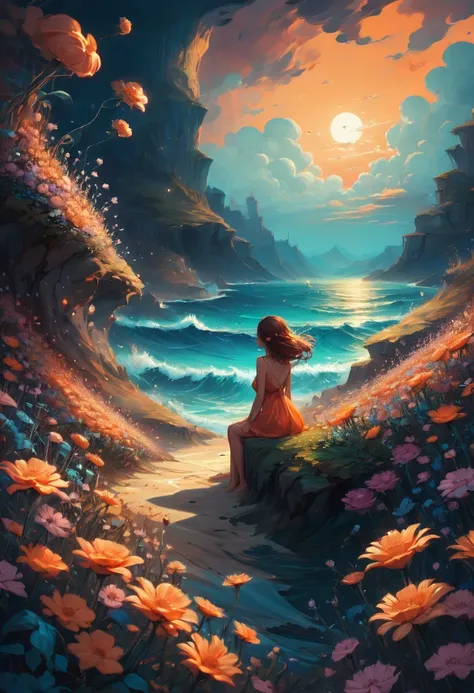 sea of flowers, by Cyril Rolando, best quality, masterpiece, Representative work, official art, Professional, Ultra intricate detailed, 8k