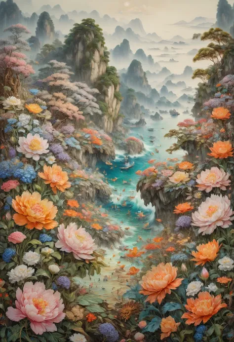 sea of flowers, by kuang hong, best quality, masterpiece, Representative work, official art, Professional, Ultra intricate detailed, 8k