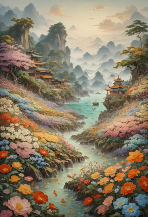 sea of flowers, by kuang hong, best quality, masterpiece, Representative work, official art, Professional, Ultra intricate detailed, 8k