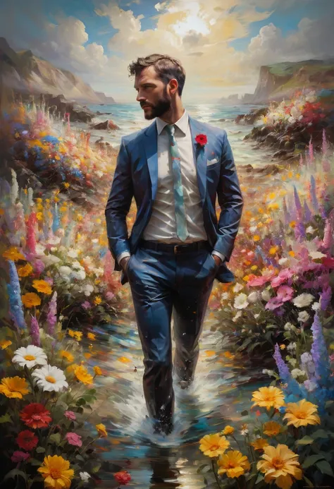 sea of flowers, by Conor Harrington, best quality, masterpiece, Representative work, official art, Professional, Ultra intricate detailed, 8k