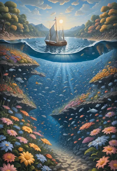 sea of flowers, by Rob Gonsalves, best quality, masterpiece, Representative work, official art, Professional, Ultra intricate detailed, 8k