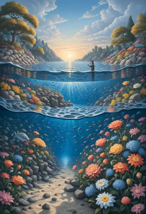 sea of flowers, by Rob Gonsalves, best quality, masterpiece, Representative work, official art, Professional, Ultra intricate detailed, 8k