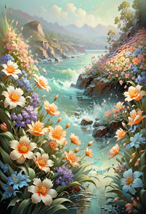 sea of flowers, by Carolyn Blish, (best quality, masterpiece, Representative work, official art, Professional, Ultra intricate detailed, 8k:1.3)