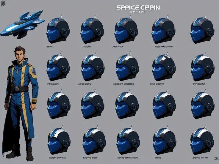 Character design sheet, spaceship captain