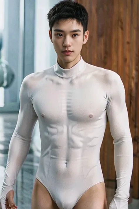 (masutepiece,High resolution,ultra - detailed:1.0),1(Boy,Robot Boy),Perfect male body,Look at the camera,Delicate eyes and delicate face,extremely details CG,Unity 8k壁纸,intricate-detail,solo person,Detailed face, (Futuristic skin-perfect white bodysuit), B...