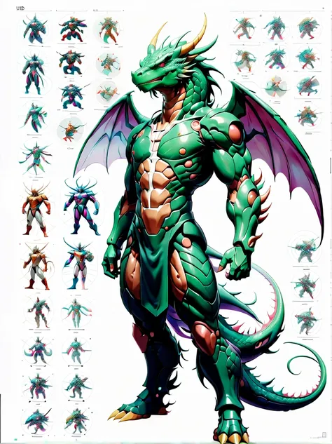 （character design sheet:1.5），((whole body))，dargon quest iv男主角，toriyama akira style，（orderly rows:1.2，spaced apart:1.2，no overla...