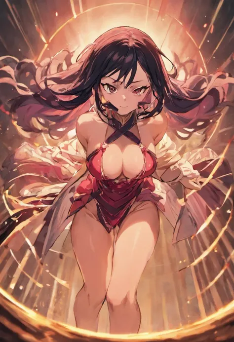 nezuko from demon slayer showing cleavage and long leg