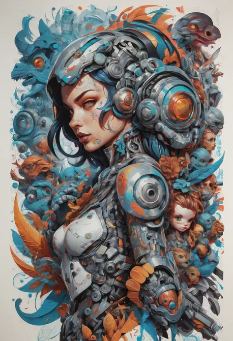 character design sheet by Tristan Eaton, best quality, masterpiece, Representative work, official art, Professional, Ultra intricate detailed, 8k