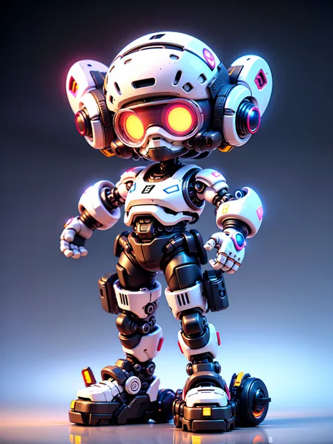 pixar style, (blind box toy style:1.2), (full-body shot) , 1 transparent and cute robocop doll, transparent mecha, exquisite hel...