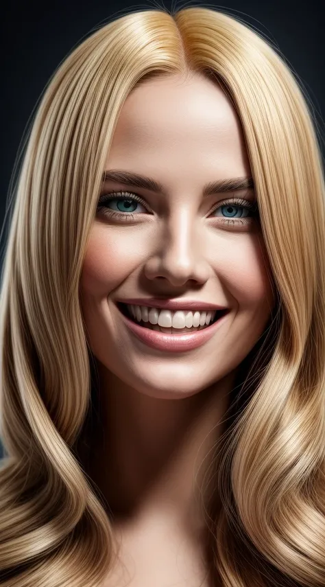 1woman, very Madona, blonde hair, confident, smile, passion, portrait, front look, 4k, high-res, best quality, illustration, very detailed face.