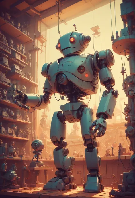 Mechanical Puppet by James Gilleard, best quality, masterpiece, Representative work, official art, Professional, Ultra intricate detailed, 8k