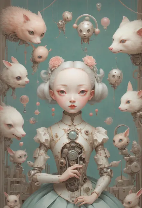 Mechanical Puppet by Hsiao Ron Cheng, best quality, masterpiece, Representative work, official art, Professional, Ultra intricate detailed, 8k