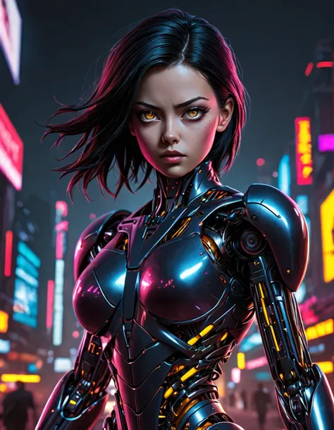 cybernetic robot breathtaking In this breathtaking world of Battle Angle at night, ral-ledlights Alita comes to life in a stunning adaptation. Running towards the viewer, she commands attention, revealing every curve and line of her lean athletic form. Her...