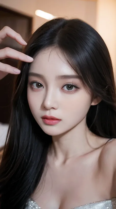 A girl has a special temperament, exquisite makeup, exquisite facial features, big eyes and double eyelids. The selfie of life focuses on the girl’s temperament 8k    