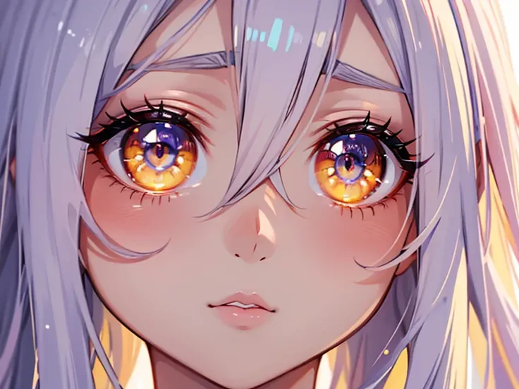 um close up de uma mulher com cabelos longos e olhos vermelhos, with olhos vermelhos brilhantes, with olhos vermelhos brilhantes, olhos vermelhos brilhando, pupilas pretas de anime em seus olhos, estilo anime 4k, Impressionante retrato de rosto de anime, o...