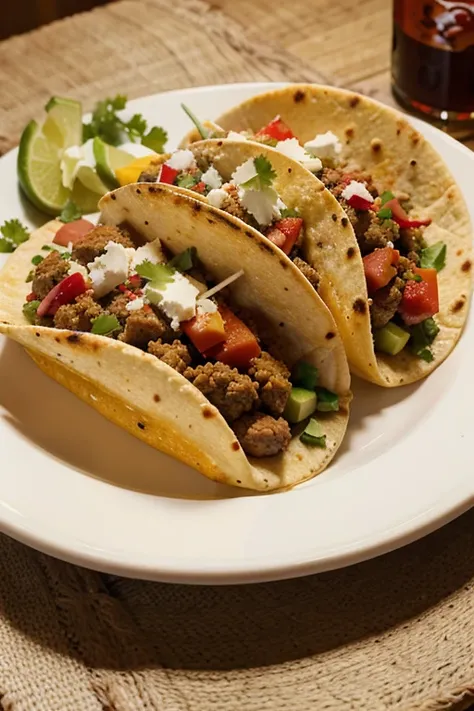 "Delicious Mexican-Style Tacos with Fresh Salsa and Lime"
