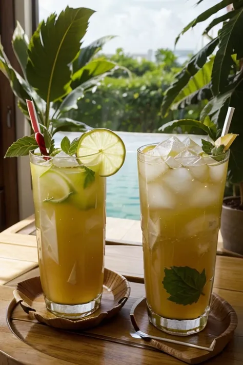 "Refreshing Citrus Beverages with a View"
