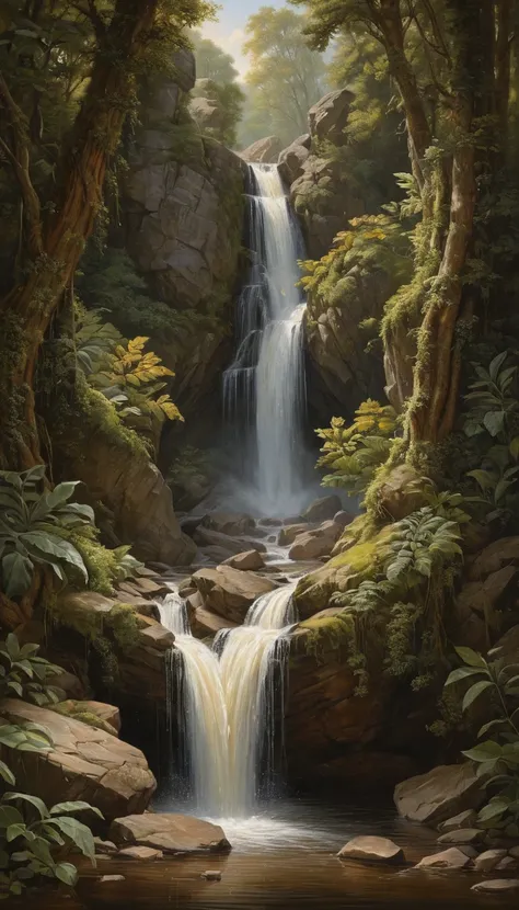 Waterfall by Raphaelle Peale, best quality, masterpiece, Representative work, official art, Professional, Ultra intricate detailed, 8k