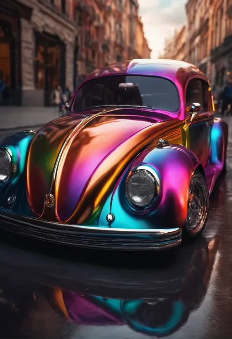 A car made of liquid metal in the style of ((Candyland)) style, hyper realism, 8k high definition, vibrant colors, sharp focus, insanely detailed