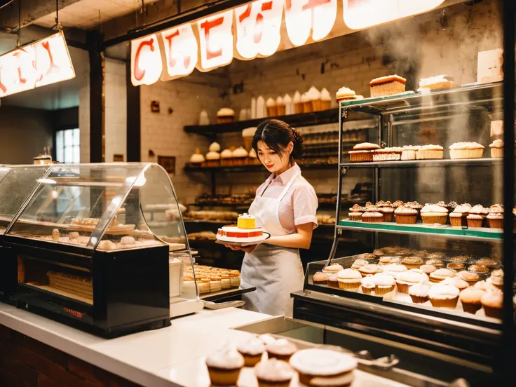 Working people, cake shop, 8K images.