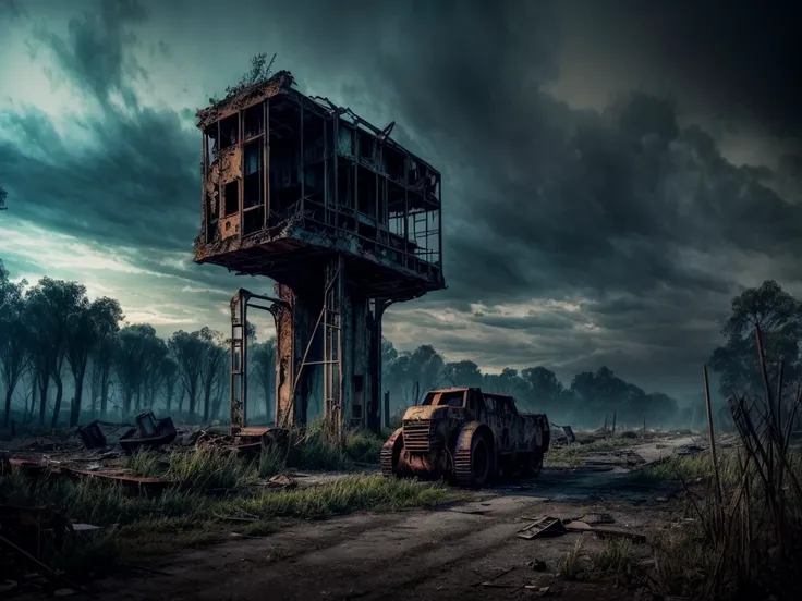 Abandoned Mech, broken heavy equipment
prompt: abandoned mech, rusted metal, overgrown vegetation, eerie atmosphere, post-apocalyptic, desolate landscape, weathered paint, crumbling structures, shattered glass, decaying machinery, twisted wreckage, remnant...