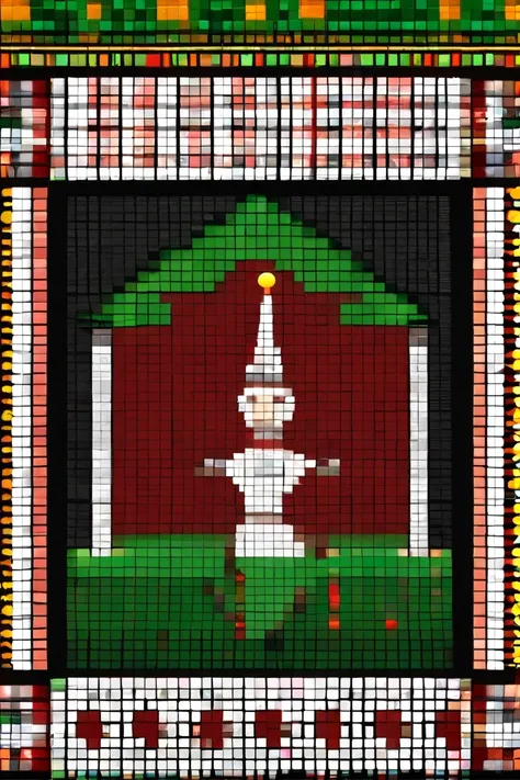 snowman、Pixel art、２color、　使用するcolorは赤緑の２colorのみ、christmas motif、design、Pixel art、40 dots vertically、40 dots horizontally、pixel art