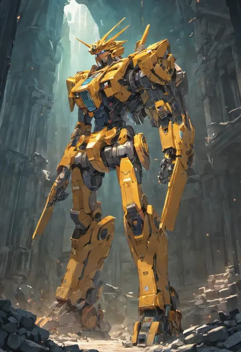 Abandoned Mech, ancient ruins, best quality, masterpiece, Representative work, official art, Professional, Ultra intricate detailed, 8k