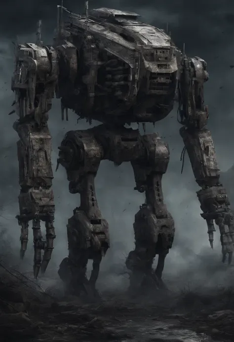 Abandoned Mech, ancient ruins, best quality, masterpiece, Representative work, official art, Professional, Ultra intricate detailed, 8k