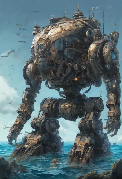 Abandoned Mech, ancient ruins, best quality, masterpiece, Representative work, official art, Professional, Ultra intricate detailed, 8k