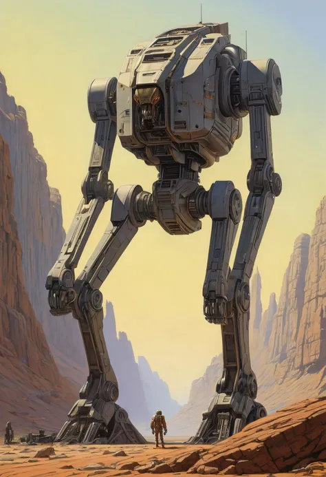 Abandoned Mech, by Ralph McQuarrie, Alien Planet, best quality, masterpiece, 8k