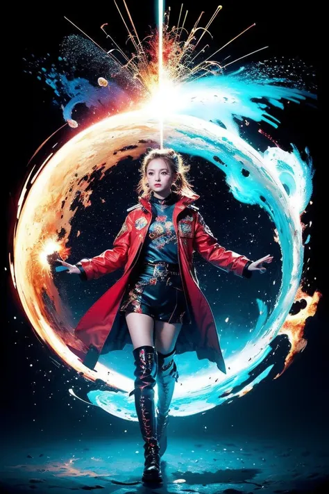 (alone) inconceivable and spectacular an emergency scene of a cloud figure Sophie Turner in a cosmic cloud, fractal nebula chain, cosmic, null, cosmic, Vibrant and lively presence, whirlwind, spinning, unrealistic, high contrast, symbolism, magic, mystery的...