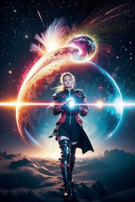 (alone) inconceivable and spectacular an emergency scene of a cloud figure Sophie Turner in a cosmic cloud, fractal nebula chain, cosmic, null, cosmic, Vibrant and lively presence, whirlwind, spinning, unrealistic, high contrast, symbolism, magic, mystery的...