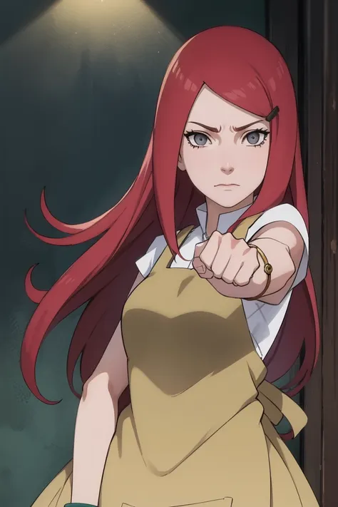 {-erro_de_anatomia:1.0} kushina, kushina, long hair, hair ornament, red hair, red head, hairclip, (grey eyes:1.5), break shirt, ...