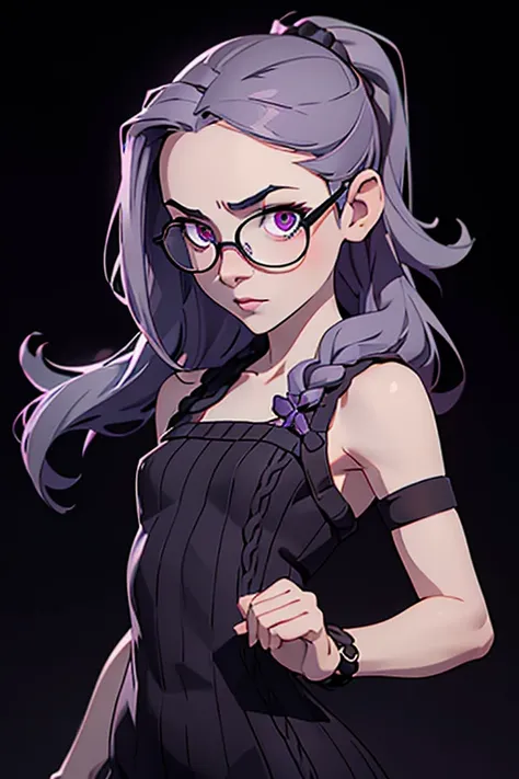 detailed,8k, detailed shadow, black background, cute girl, pale skin, , narrow waist, flat chest, small breasts, purple eyes, em...